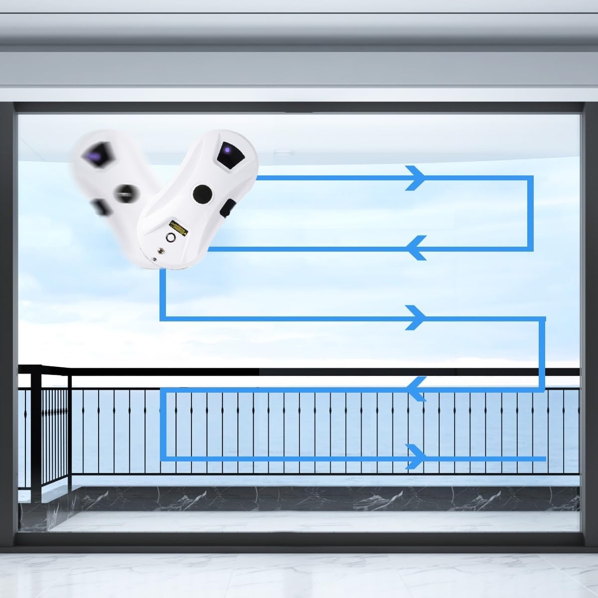 Window Cleaner Robot with Ultrasonic 5600PA Auto Water Glass Cleaning Automatic Smart Robot Cleaner,Window Vacuum Cleaner with Control Windows/Tiles/Class Door Indoor Outdoor