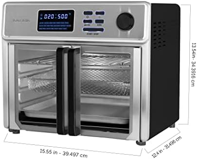 Kalorik MAXX Complete Air Fryer Oven Digital Controls 26-Quart Capacity 10-in-1 Countertop Cooker with 21 Presets, 15 Deluxe Accessories & 60-Recipe Hardcover Cookbook, 1700-Watts, Stainless Steel