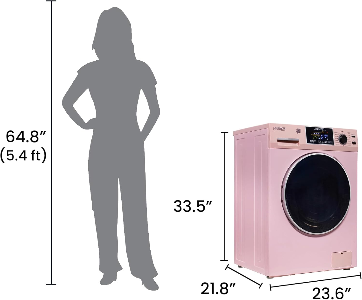 Equator All-in-One 4600 Washer Dryer VENTLESS/VENTED PET Cycle 1.62cf/15lbs 110V (Pink)
