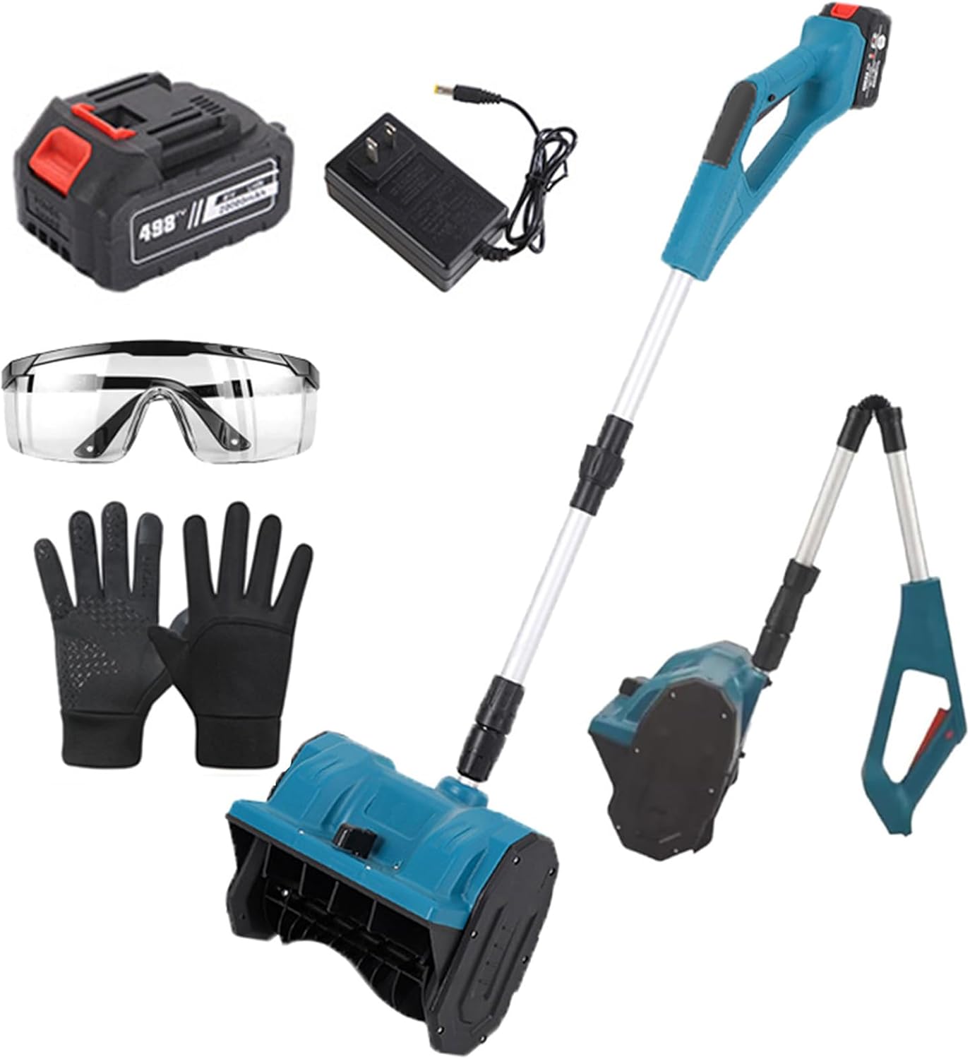 Electric Snow Shovel, Cordless Snow Blower, Foldable Snow Blower, with Directional Plate & Adjustable Front Handle, 26ft Throwing Distance,Blue-1Battery