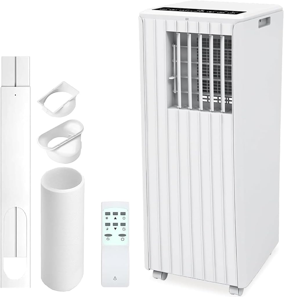 8,000 BTU Portable Air Conditioners - Rooms Up to 350 Sq.Ft - 3-In-1 AC Unit With Dehumidifier (45L/Day) & Fan - Includes Remote Control, 24H Timer & Window Kit - Quiet Operation
