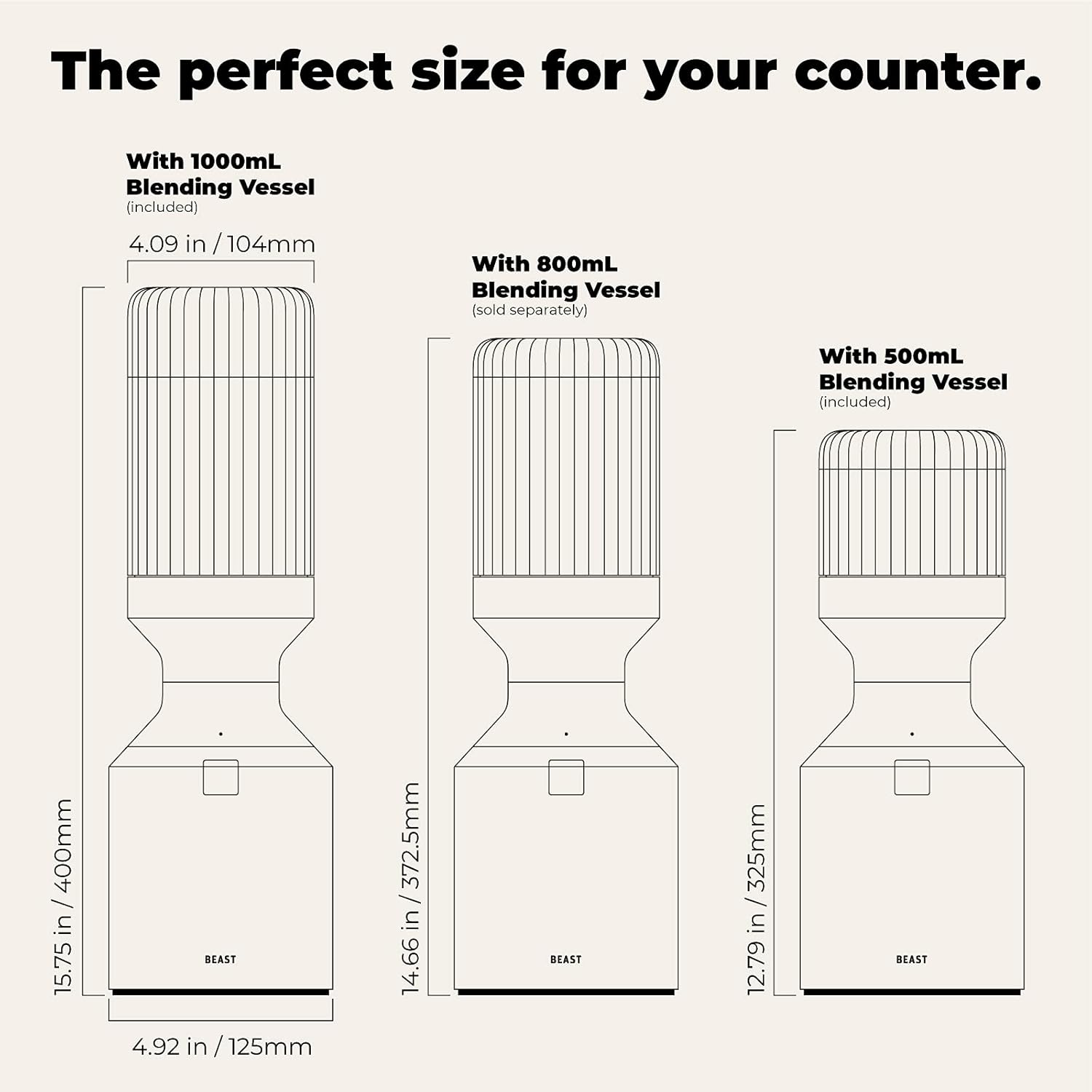 Beast Blender + Hydration System | Blend Smoothies and Shakes, Infuse Water, Premium Kitchen Countertop Design, 1000W (Carbon Black)