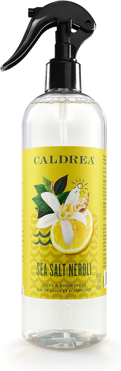 Caldrea Linen & Room Spray Air Freshener, Made with Essential Oils, Plant-Derived & Other Thoughtfully Chosen Ingredients Transparent, Sea Salt Neroli Scent, 16 Fl Oz
