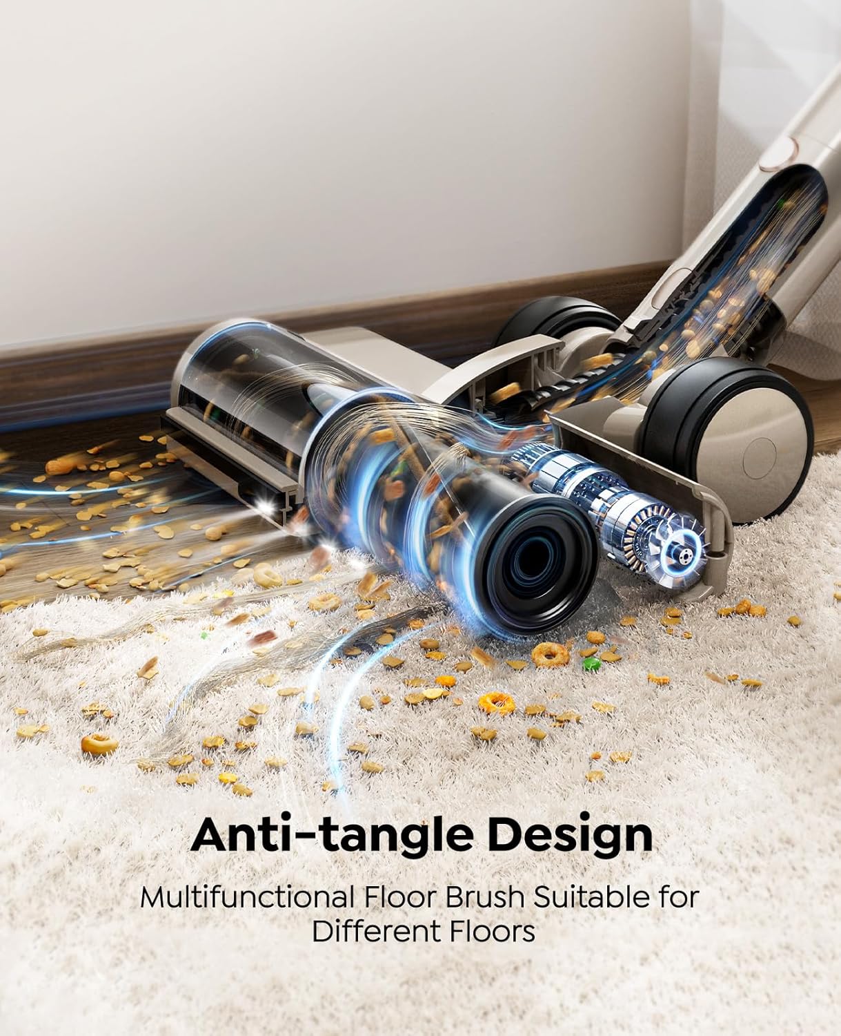 Cordless Vacuum Cleaner,80Mins/50kpa/600W Vacuum Cleaners for Home,Stick Vacuums with Self-Standing,Touch Screen,LED Headlights, Anti-Tangle,Rechargeable,Lightweight,for Carpet,Hard Floor, Pet Hair