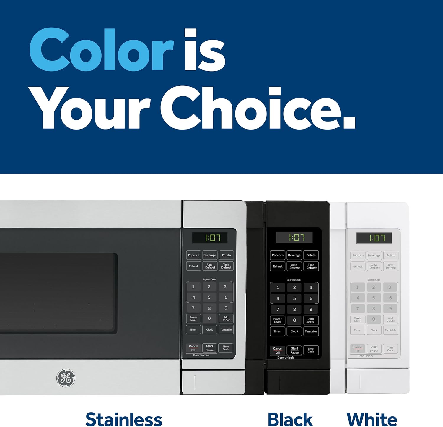 GE Countertop Microwave Oven, Compact 0.7 Cubic Ft., 700-watt Capacity, 6 Auto Cooking Settings, Child-Lock Technology, Kitchen Essentials for the Countertop, Dorm Room or Apartment, White