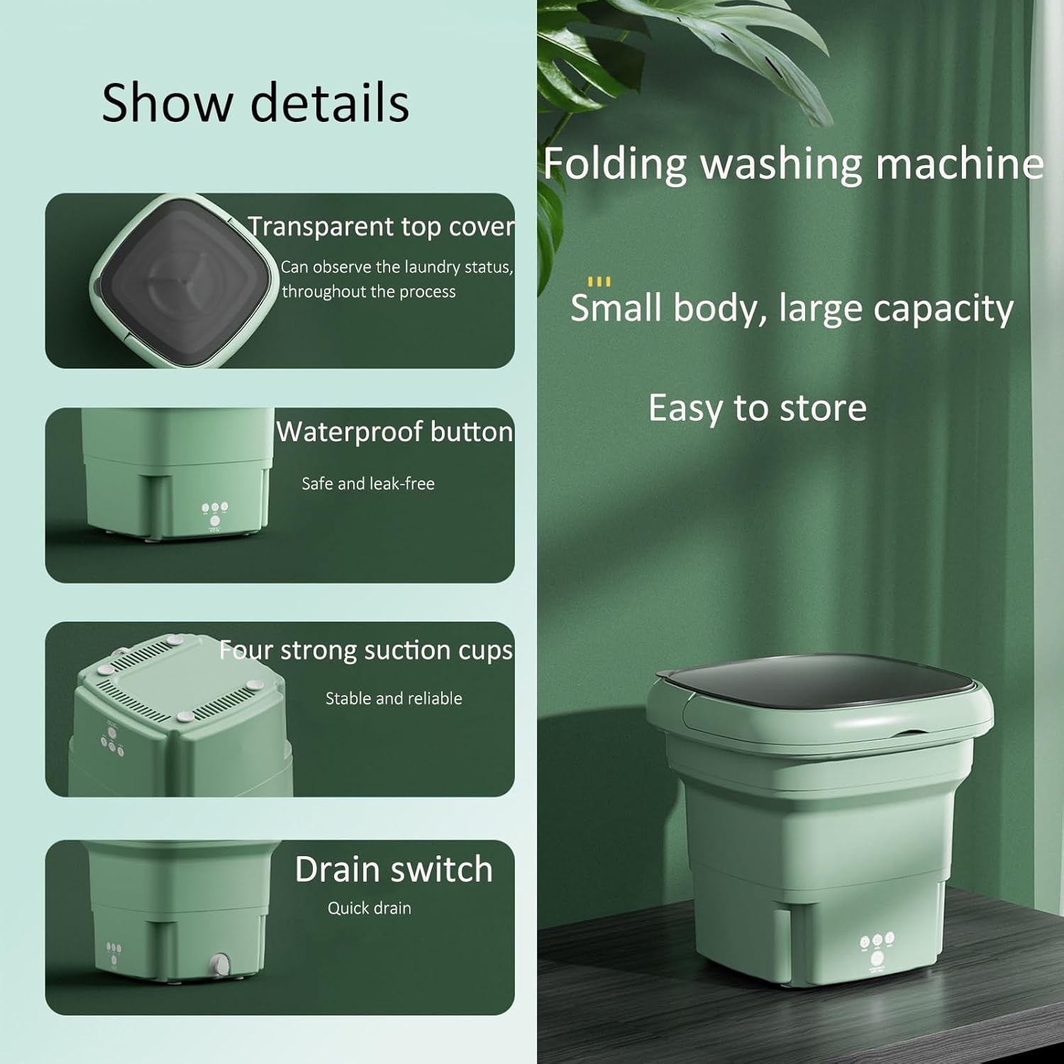 Portable Washing Machine, Mini Foldable Washing Machine, Half Automatic Washer, for Socks, Baby Clothes, Towels, Delicate Items (Color : Blue)