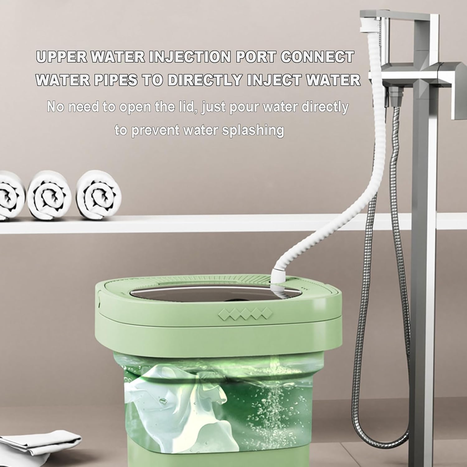 Portable Washing Machine, 6.5L Large Capacity Foldable Mini Washing Machine with 3 Modes Deep Cleaning with Soft Spin Function for Socks, Baby Clothes, Towels (Color : Pink)