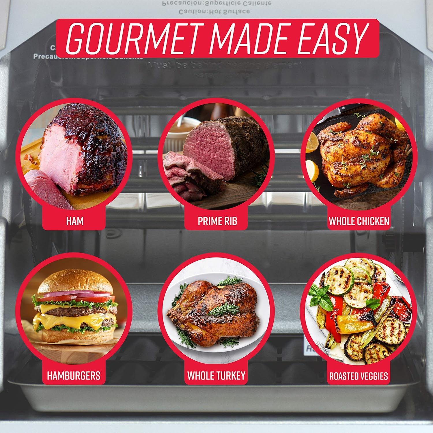 Ronco Digital Rotisserie Oven, Platinum Digital Design, Large Capacity (12lbs) Countertop Oven, Multi-Purpose Basket for Versatile Cooking