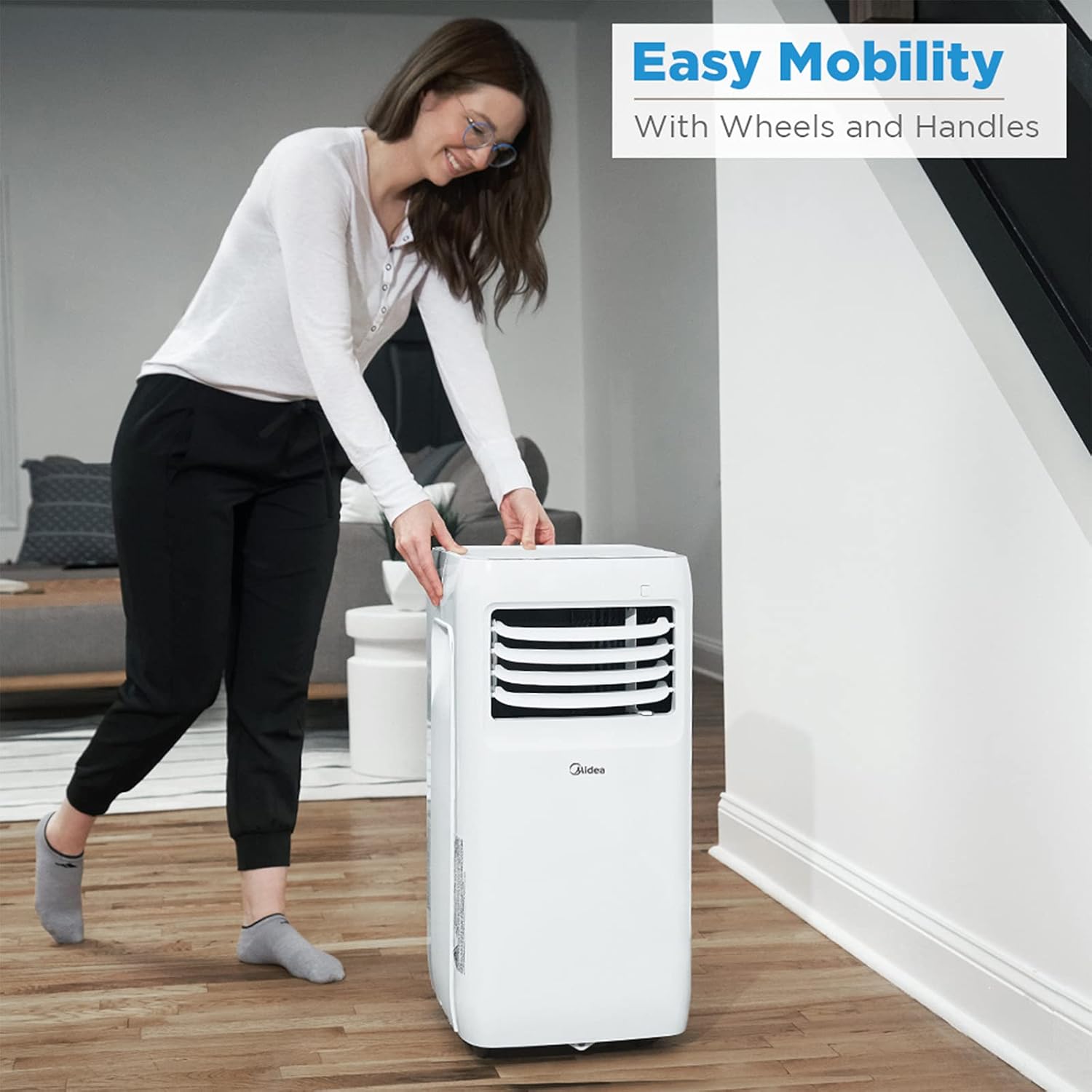 MIDEA 8,000 BTU (5300 BTU SACC) 3-in-1 Portable Air Conditioner, Dehumidifier, Fan Cools up to 175 sq ft with Remote Control, Complete Window Mount Exhaust Kit