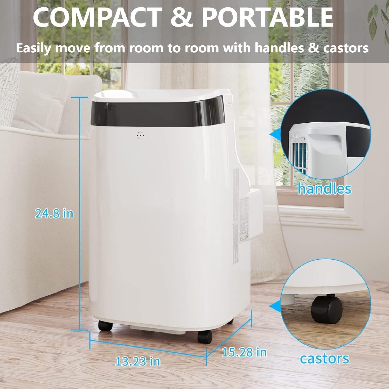 10000BTU Portable Air Conditioner, 3-in-1 AC Unit with Cooling, Fan and Dehumidifier Functions, 2 Wind Speed, Remote Control, Low Noise,Floor AC Cools Up to 450 Sq.Ft for Office/Home/Bedroom