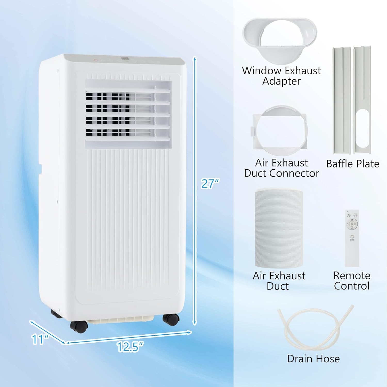 SIMOE Portable Air Conditioner, 8000 BTU Air Conditioner with Remote Control, Installation Kit, Digital Display, 24H Timer, Sleep Mode, AC Unit for Bedrooms Up to 250 Sq.Ft, White (8000 BTU)