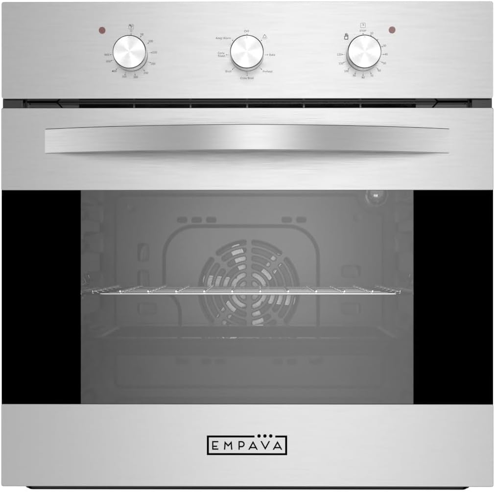 Empava 24 in. Electric Single Wall Oven Convection with 6 Cooking Functions Mechanical Knobs Control in Stainless Steel Model 2020, B14