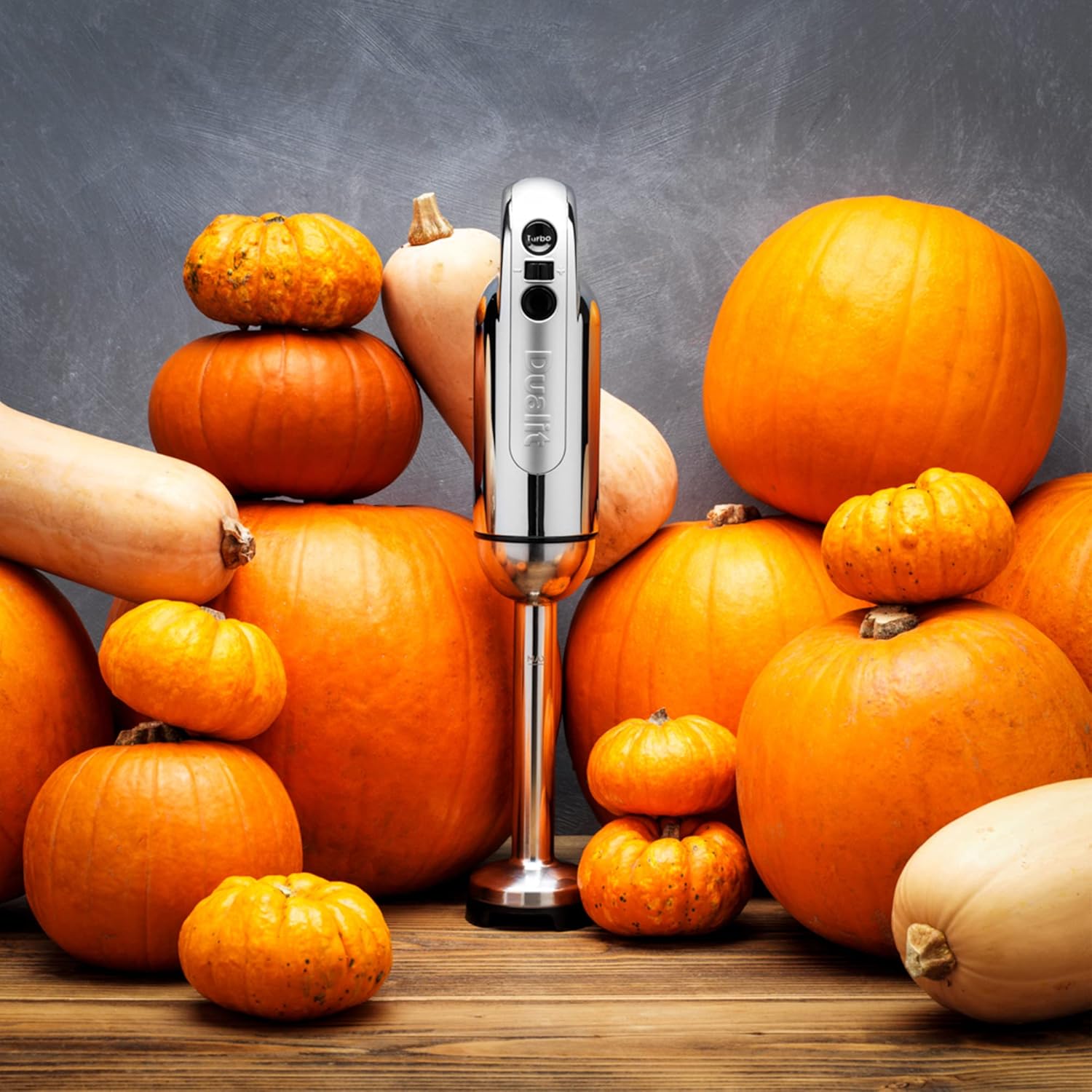 Dualit Immersion Blender Set | Immersion Blender with Chopping Bowl, Whisk & 35.1 fl oz Measuring Jug | 700W with Turbo Speed | Chrome