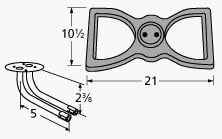 Music City Metals 22202-72202 Cast Iron Burner Replacement for Select Broilmaster Gas Grill Models