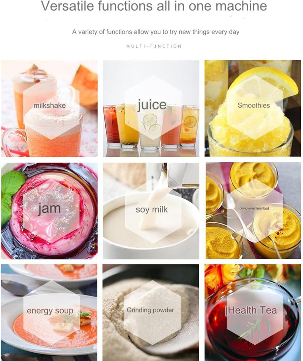 Smoothie Blender, 1.5 Liter 1800W with Sound Isolated Hood for Crushed Ice, Smoothies and Purees, Professional Countertop Blender