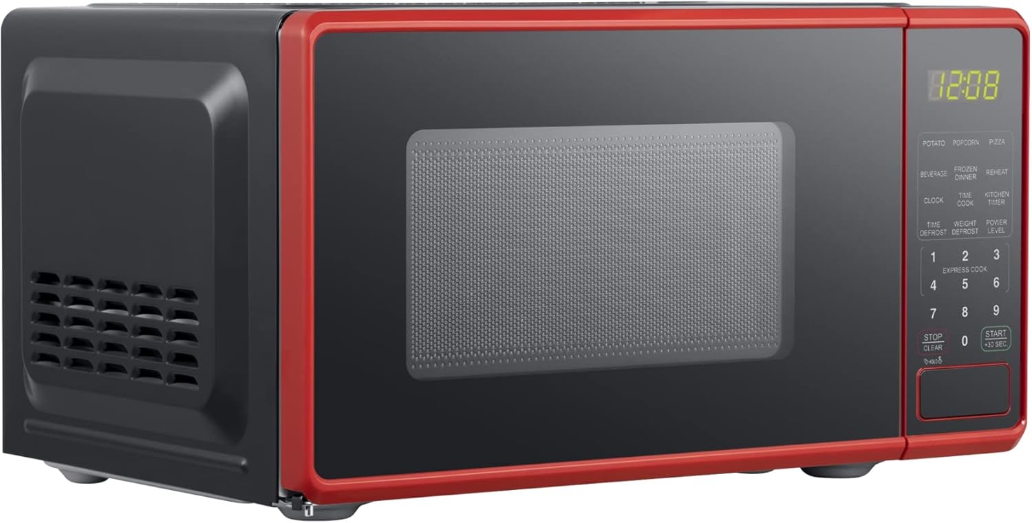 NAXXY Cu ft Compact Countertop Microwave Oven, Red 30-second one-touch option