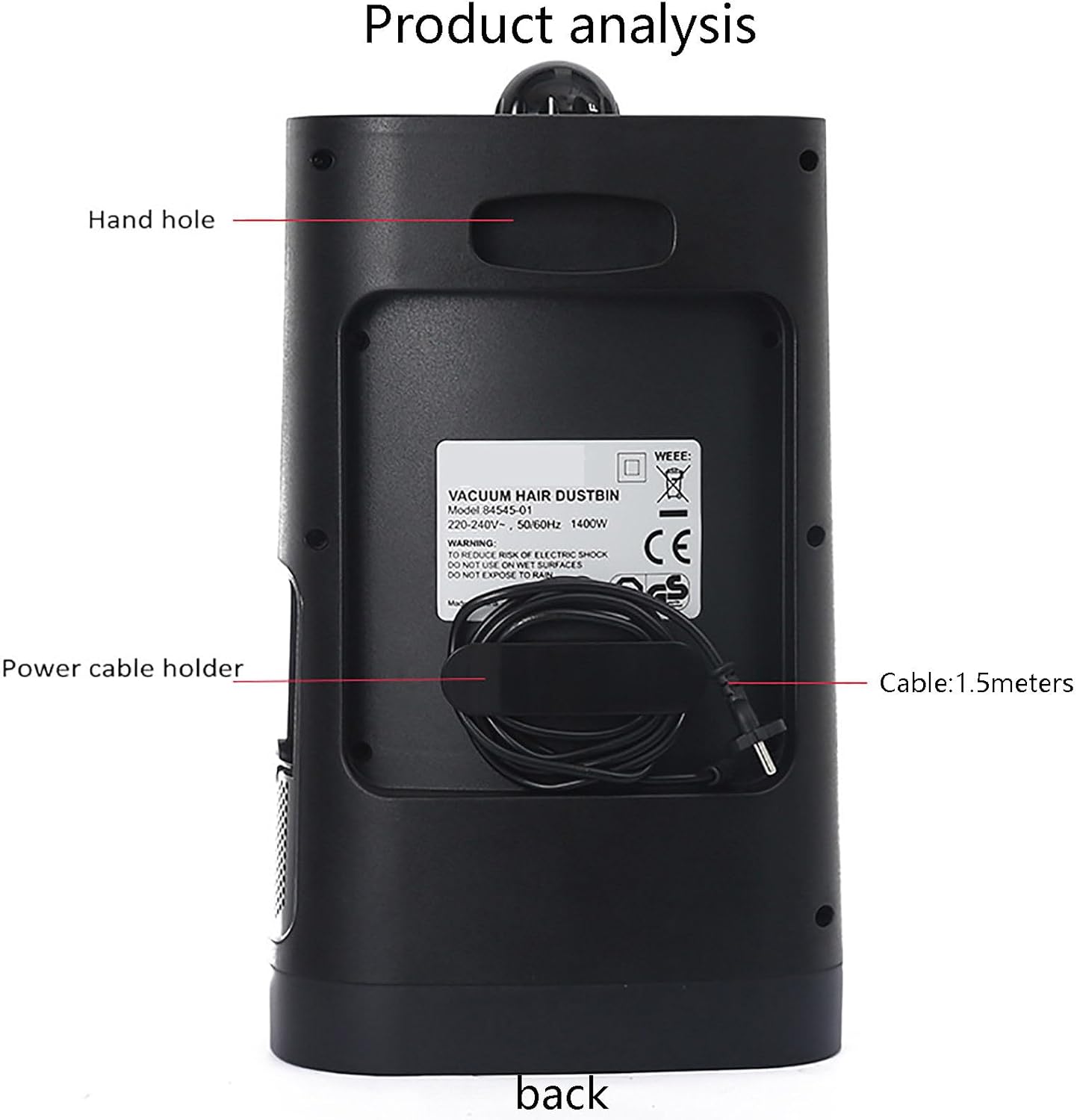 Touchless Vacuum Automatic Dustpan Cleaner Stationary Corded Canister Vacuum Cleaner for Sweeping Hair Vacuum for Salons Pet Hair Food Dirt Kitchen