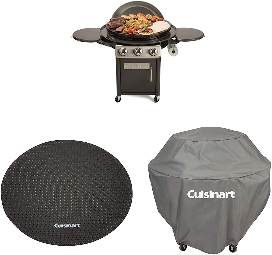 Cuisinart CGG-999 30-Inch Round Flat Top Surface 360° XL Griddle Outdoor Cooking Station & CGMT-046, 46