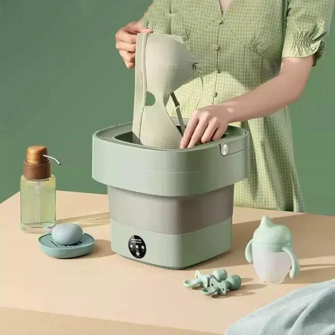 Portable Mini Washing Machine Travel Small Washer Capacity 15L/3.96GAL Wash and Drain Cycle Combo Foldable Clothes Washer(13L/3.43GAL)