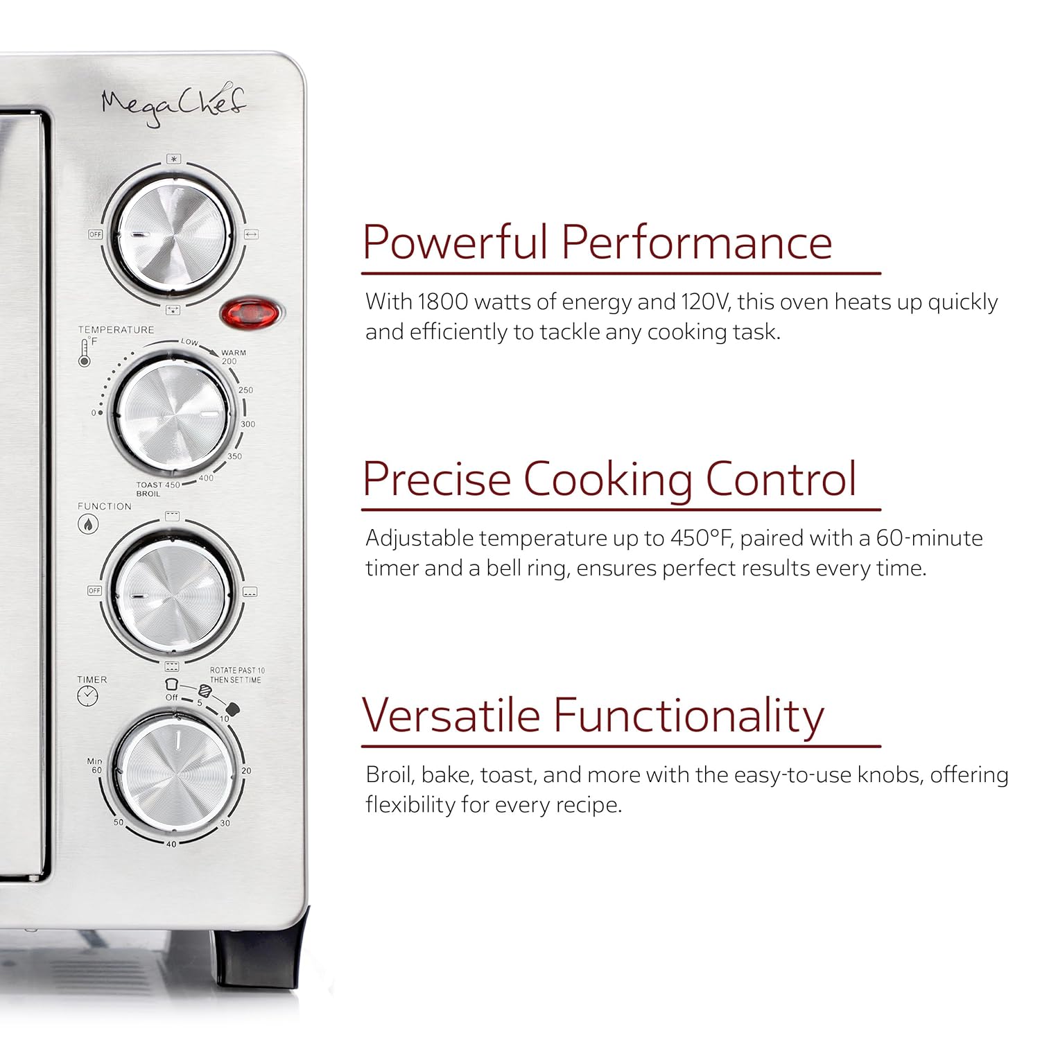 MegaChef 47 Quart Electric French Door Rotisserie Convection Counter Top Oven with Convection and Oven Lamp