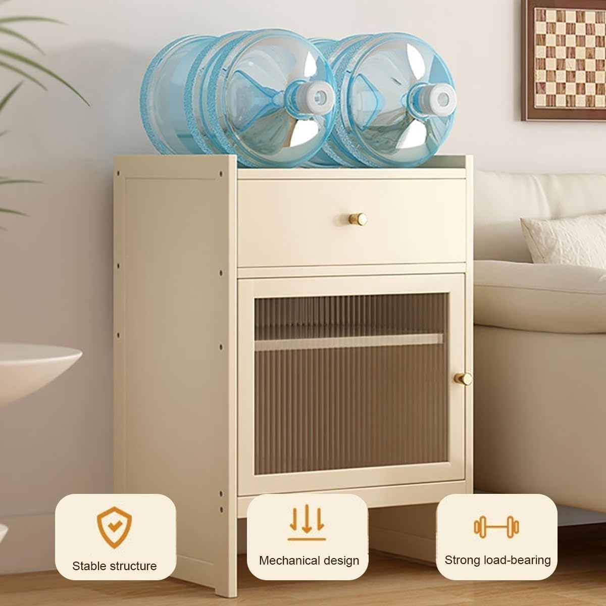 Vacuum Cleaner Storage Cabinet, Robot Vacuum Storage Side Table End Table Cabinet for Living Room, Home, Office, Entrance, Corridor(Natural)