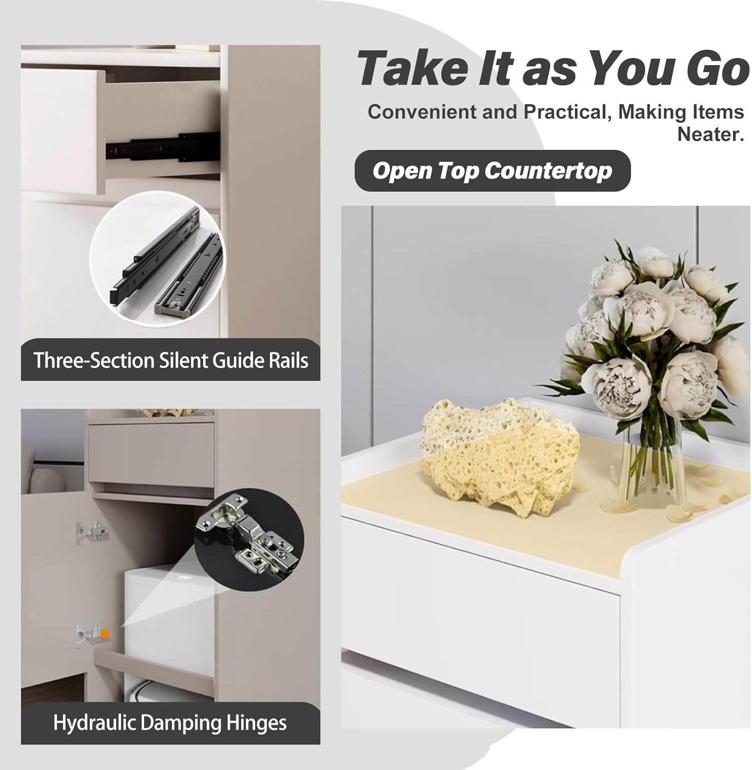 Mobile Robot Vacuum Storage Side Table Multi Tier End Hidden Cabinet with Wheels Robot Shelf Space Saving for Living Room Kitchen Over(Natural)