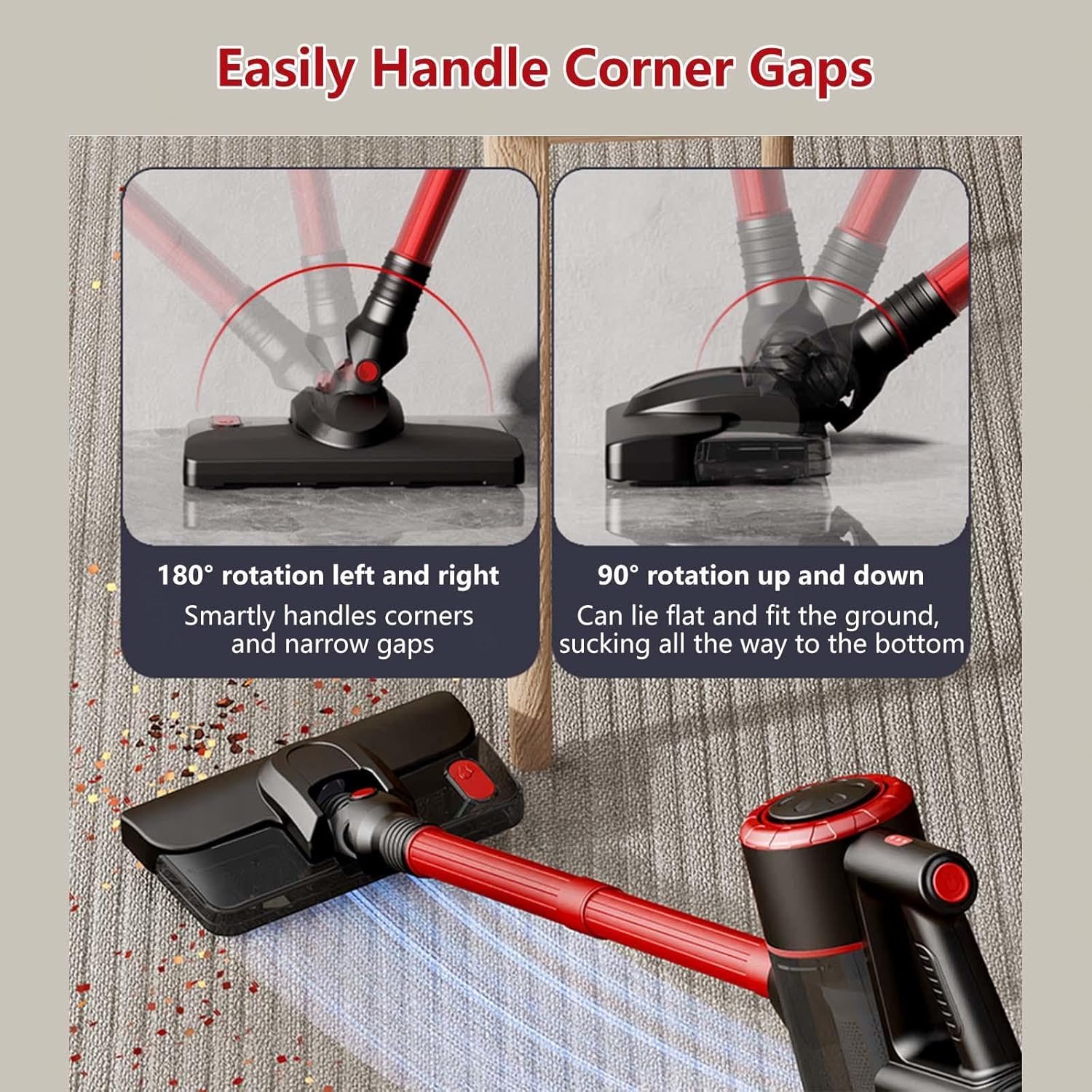 Lightweight and Versatile Cordless Wet Dry Vacuum Cleaner 5 in 1, 18Kpa, 8000mah Battery, Handheld Vacuums Self-Standing Cordless Stick Vacuum for Hardwood Floor/Carpet/Pet Hair/Car,White