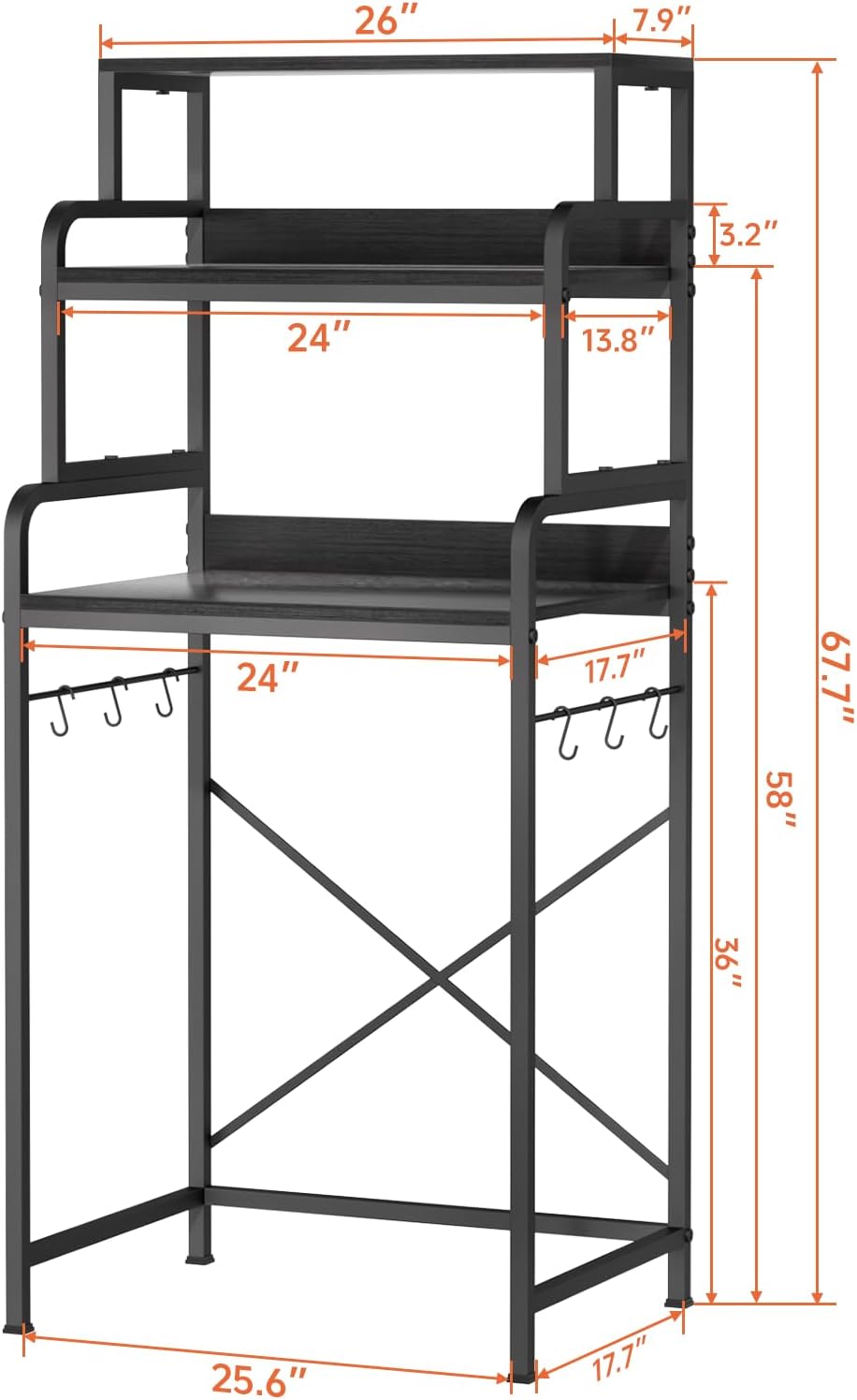 4-Tier Mini Fridge with Storage,Mini Fridge Shelf,Microwave Stand with Storage,Bakers Rack with Storage Shelf,Microwave Oven Stand with,Mini Fridge for Dorm