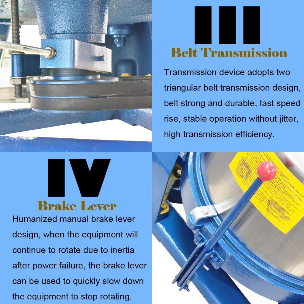 Industrial Centrifugal Dehydrator Dryer 99.2LB Hydro Extractor Stainless Steel Laundry Spin Dryer Dewatering Machine for Food Cloths Biomass Oil Extraction Solid-Liquid Separation 2200W 220V