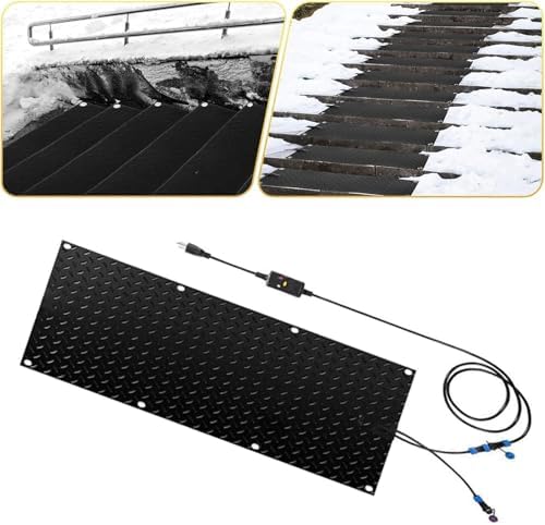 Outdoor Snow Melting Mats for Driveways and Stairs - Ice and Snow Removal with Power Cord - Safe & Durable Rubber Devise, 25.4x120cmx1Pcs