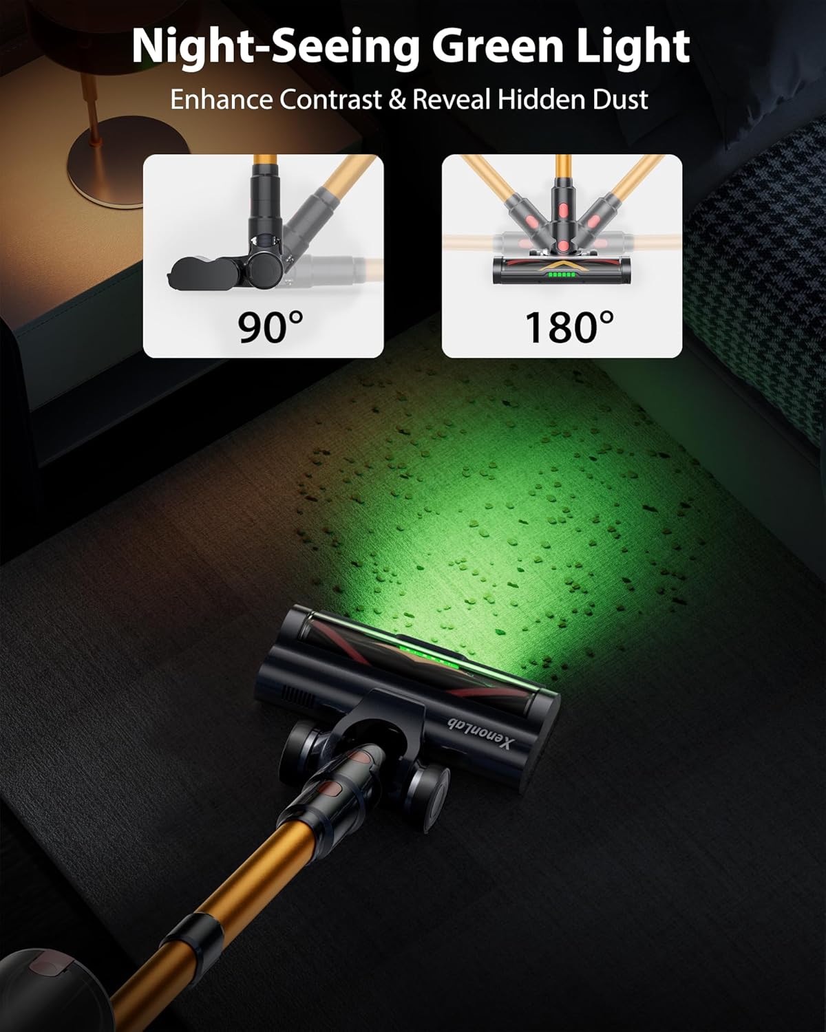 Cordless Vacuum Cleaner, 75Mins/48KPa/600W Self-Standing Stick Vacuum Cleaners for Home, Rechargeable, Lightweight, Anti-Static&Anti-Tangle Brush, for Hard Floor, Carpet, Hardwoods, Pet Hair