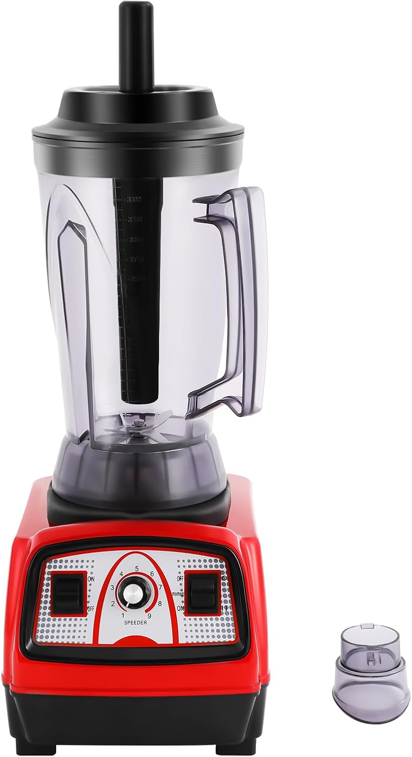 Commercial Blender 2200W Countertop, 4L Capacity Stainless Steel Blades with 9 Speed Settings, Chop/Dice/Pulse Ice Crushing Machine for Smoothies Shakes Home Restaurants Bars