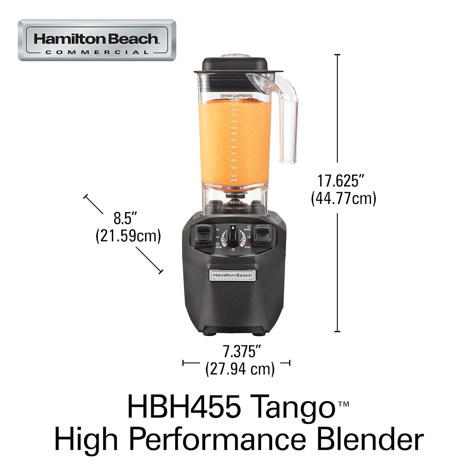 Hamilton Beach Commercial HBH455 Tango High-Performance Blender, 2.4 Horsepower, 48 Ounce Capacity, Adjustable Timer, BPA-Free Stackable Co-Polyester Container, NSF Certified