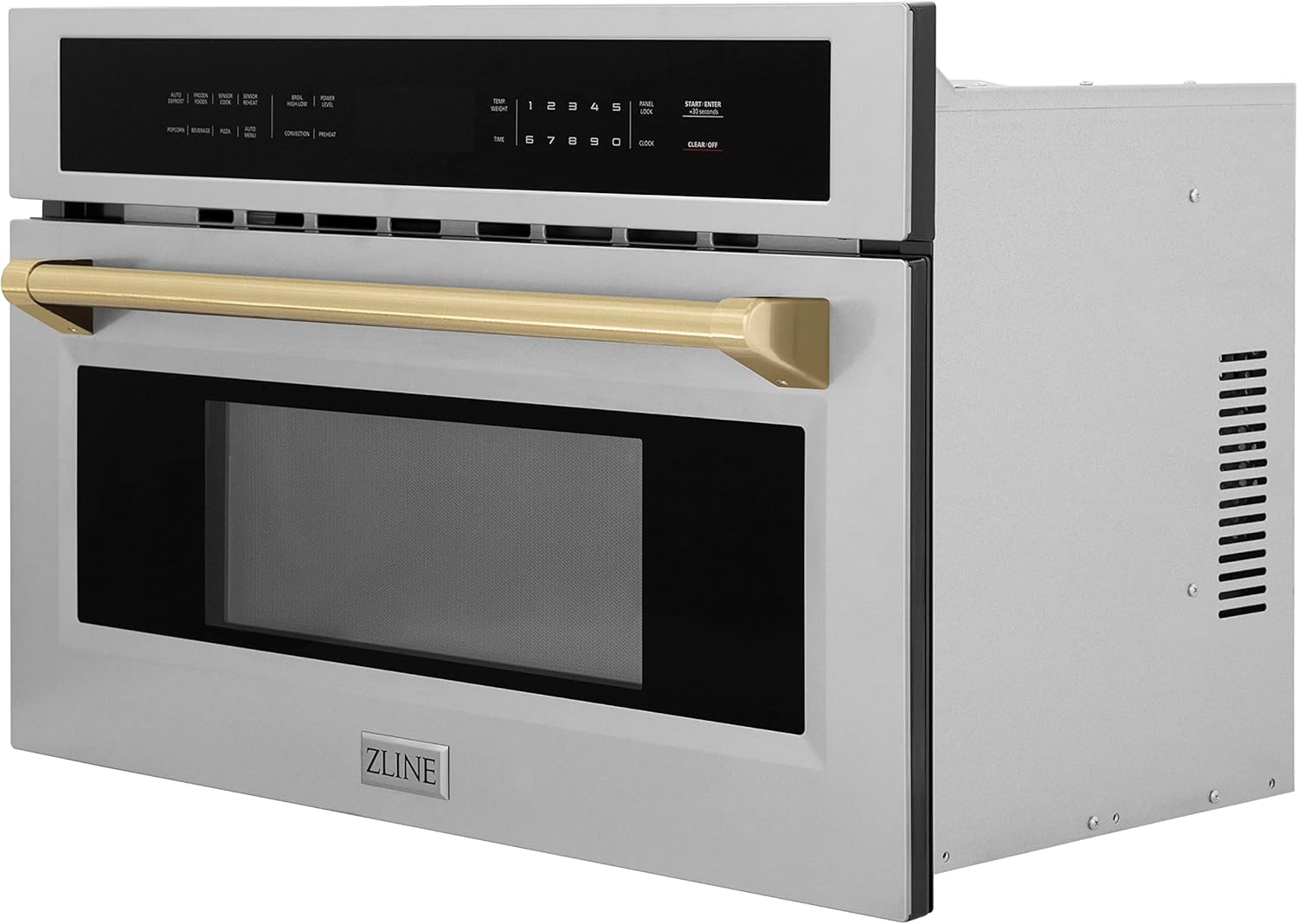 ZLINE Autograph Edition 30” 1.6 cu ft. Built-in Convection Microwave Oven in Stainless Steel and Champagne Bronze Accents