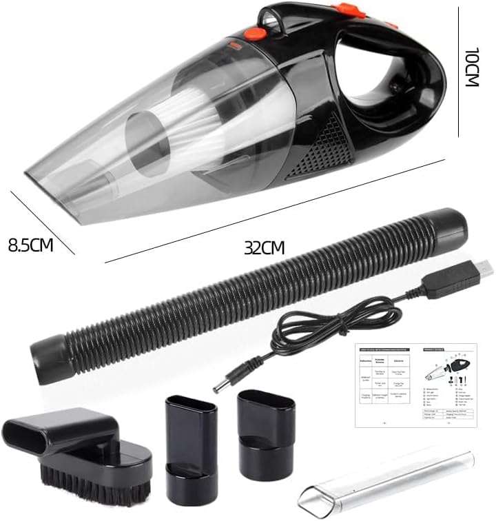 ORVIOM Ultra-Powerful Cordless Handheld Vacuum with LED Light and Quick-Charging Function Portable Vacuum for Wet & Dry Lightweight and Quiet