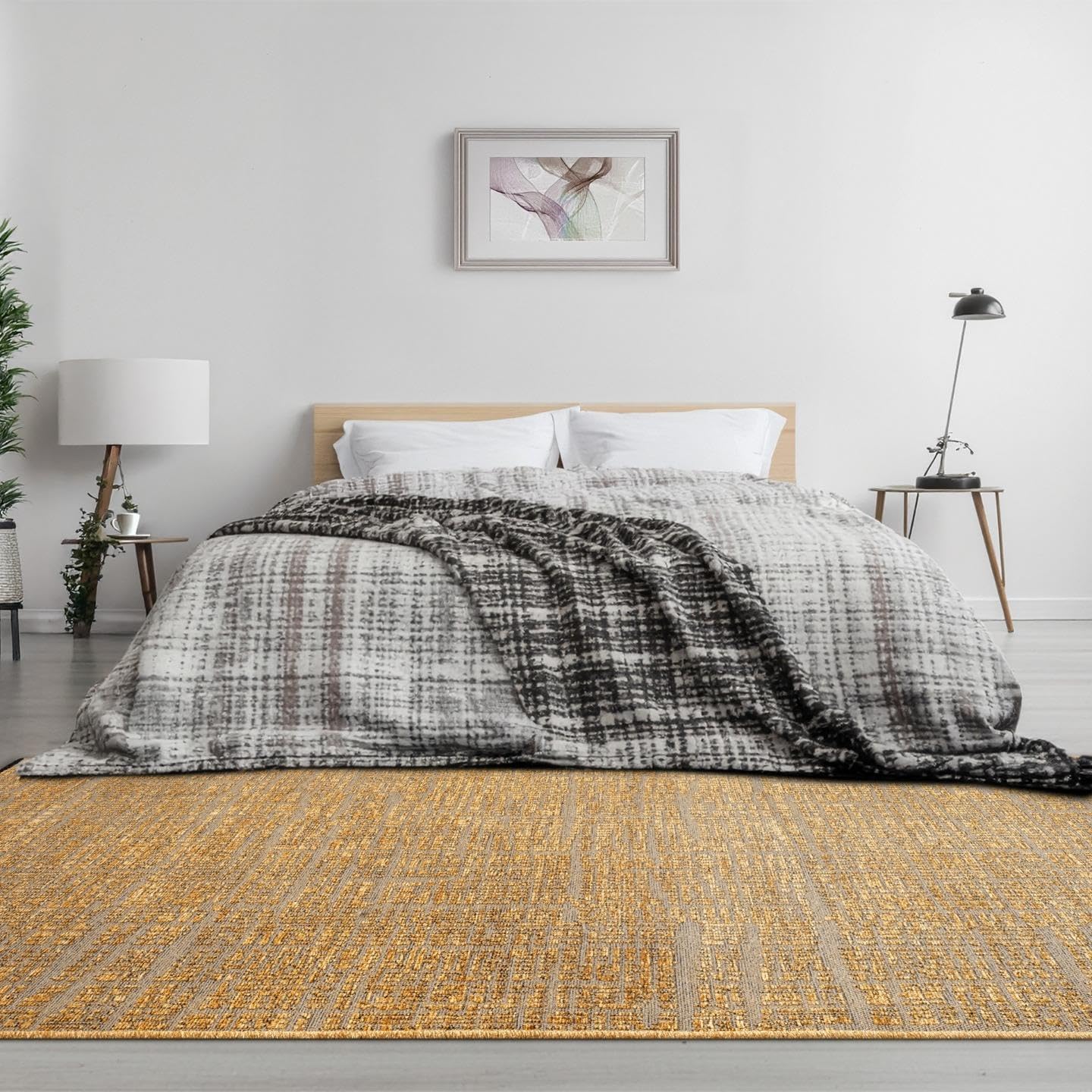 LUXE WEAVERS Rustic Textured Gold 9x12 Area Rug, Farmhouse Carpet