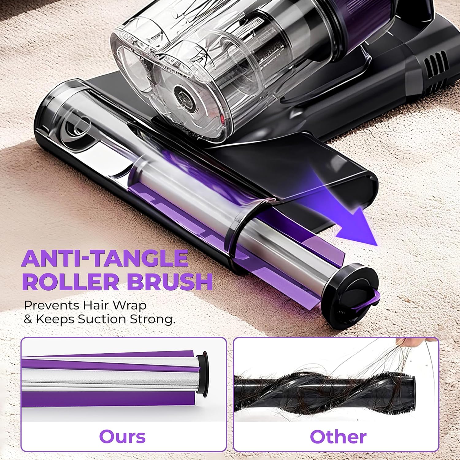 AIM Mattress Vacuum Cleaner with UV-C Light, 16KPa Bed Vacuum with Ultrasonic & 149°F Hot Air Drying, Anti-Tangle Roller Brush, Washable HEPA Filter, 20FT Cord, Handheld