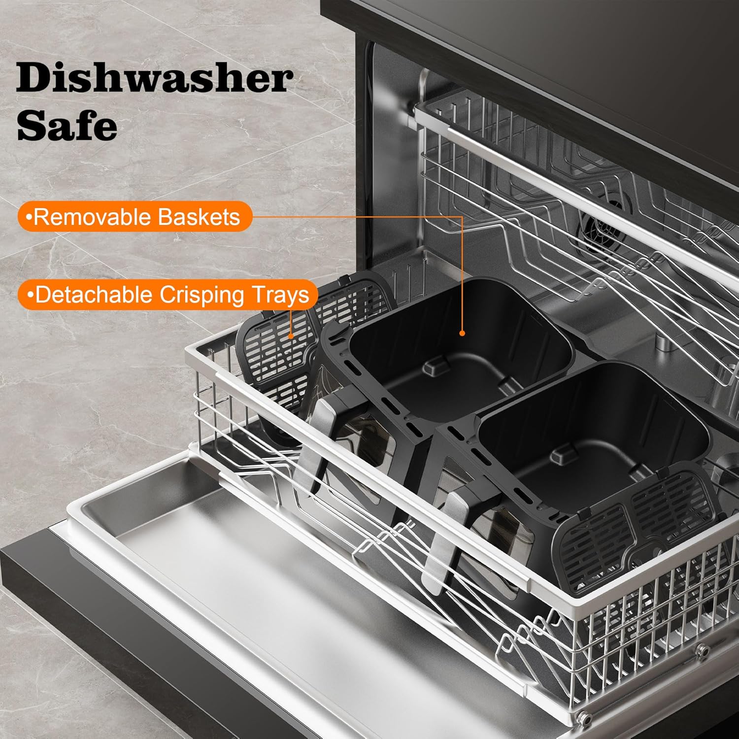 12QT Large Dual Basket Air Fryer with Viewing Window and 50pcs Paper Liners, 10-in-1 Digital Touchscreen Double Zone Air Fryers, SyncCook to Bake,Roast,Reheat,Broil, Nonstick Dishwasher Safe