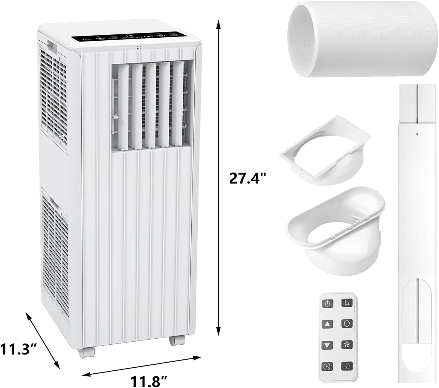 3-in-1 Portable Air Conditioner with Built-in Dehumidifier Function, Fan Mode, Remote Control, 8,000BTU, Cool to 350 Sq.Ft, for Home