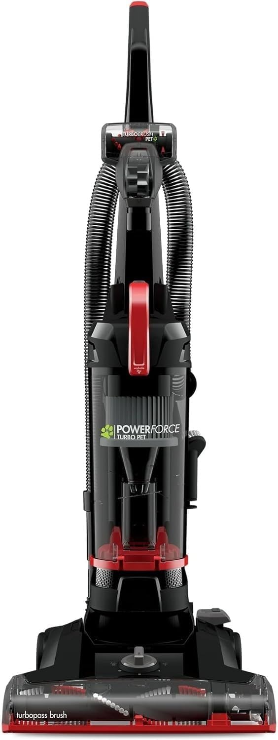 BIISSELL owerForce Helix Turbo Pet, Bagless, Upright Vacuum, Pet Friendly, Specialized Pet TurboBrush Tool, Wide Cleaning Path, Easy Empty Large Capacity Dirt Tank, 3332, Black & Red