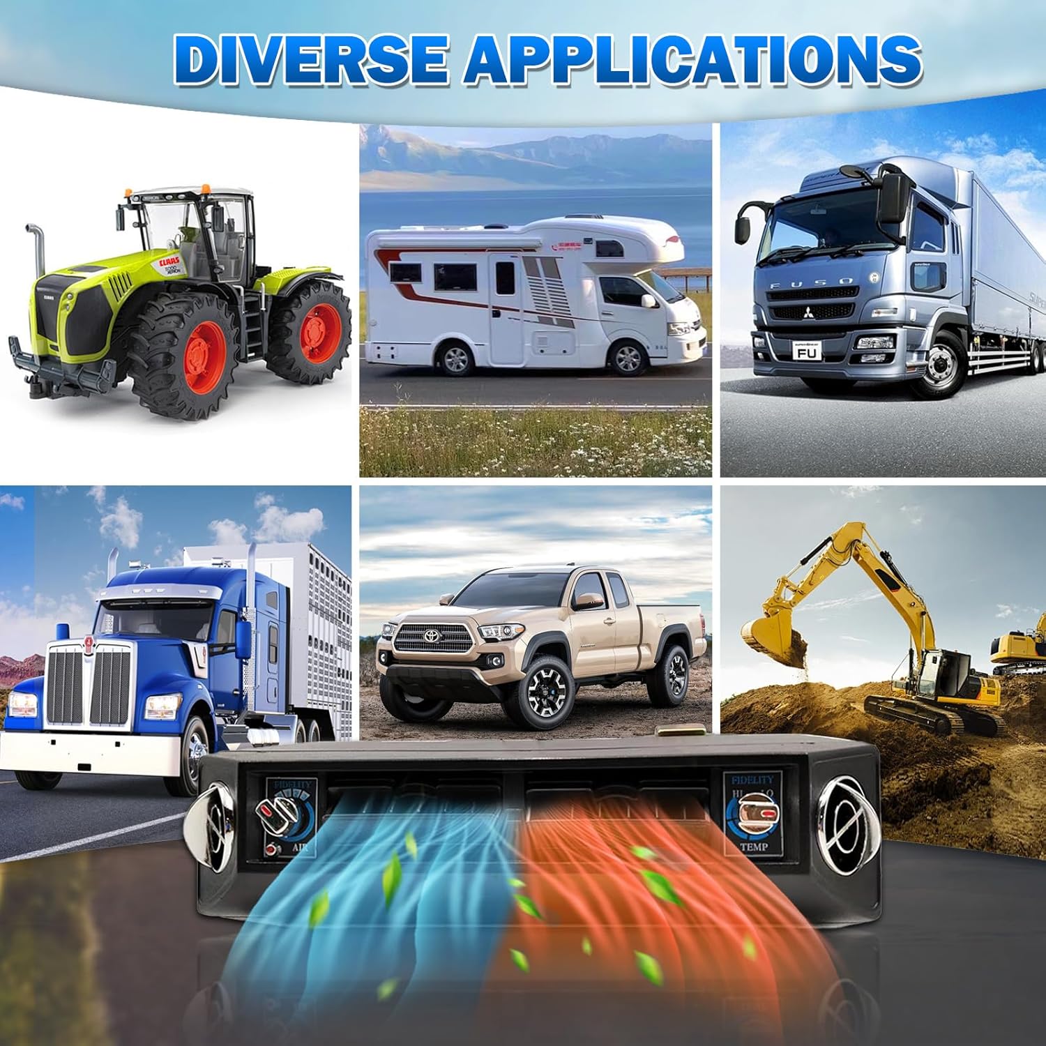 12V Air Conditioner for Car w/Heat 10000BTU, Under Dash 12 Volt Air Conditioner, 3-in-1 Compressor&Condenser DC AC 12V, Low Noise Rapid Cooling for Car, Automotive, Sedan, Pickup