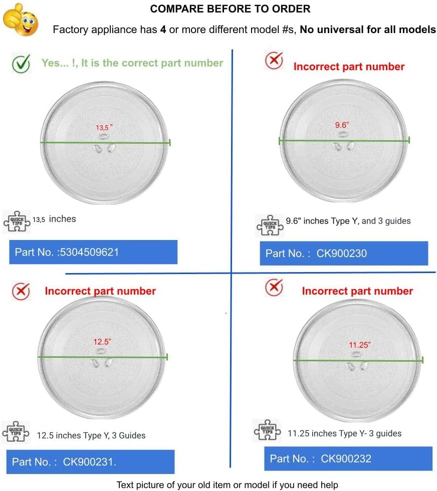 GLOB PRO SOLUTIONS 5304464116 4583716 Miicrowave Oven Glass Turntable Tray Diameter: 13,5 inches (345mm) Replacement for and Compatible with Frigidaire Kenmore White-Westinghouse Electrolux Heavy Duty