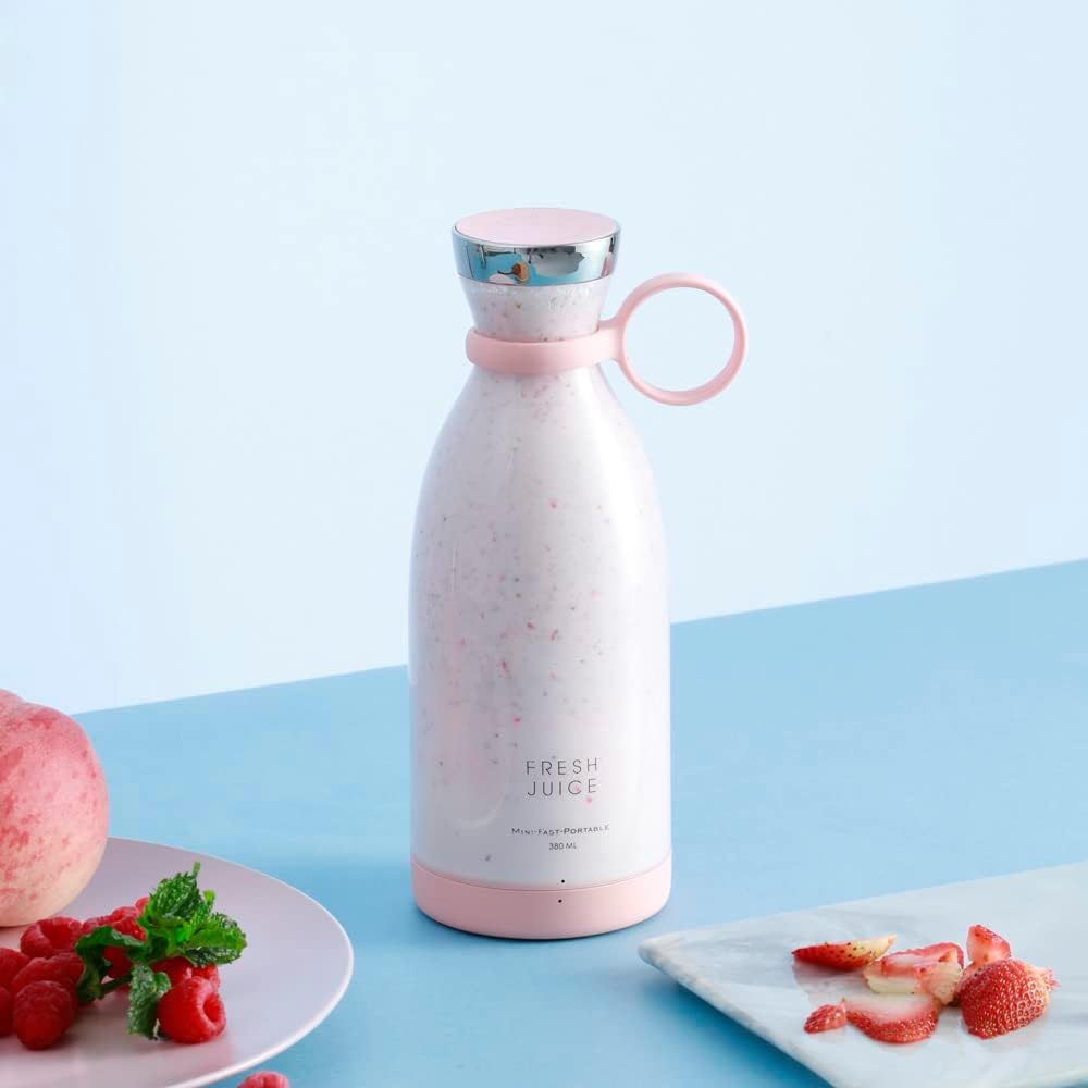 Generic 350ml Wireless Charging Rechargeable Mini Portable Fresh Juice Blender, White, Can blend fruit +/- 14 Times with a single charge