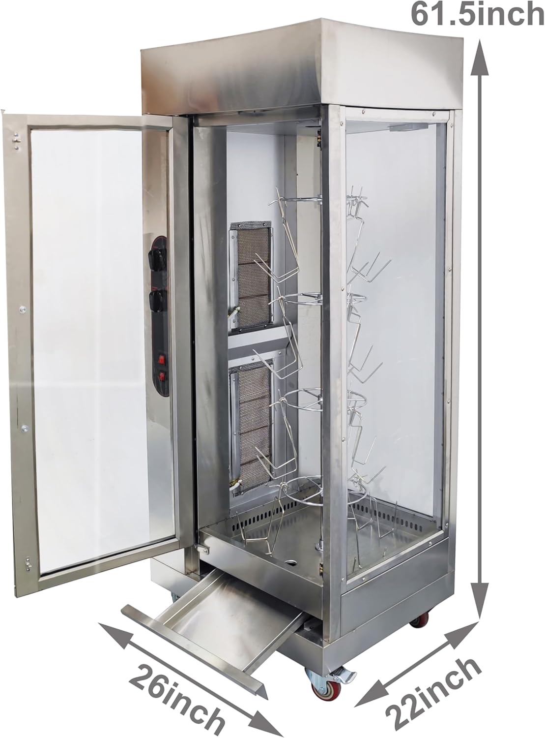 TECHTONGDA Gas Convection Toaster Ovens Commercial Automatic Rotary Grill Air Fryer Chicken 4 Layer Stainless Steel