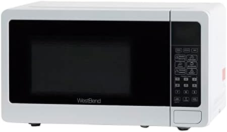 West Bend 0.7 Cu. Ft. Countertop Microwave Oven, 700W with 6 Pre-Programmed Cooking Settings, Speed Defrost, Electronic Control Panel, Rotating Glass Turntable, Add 30 Seconds Button, White
