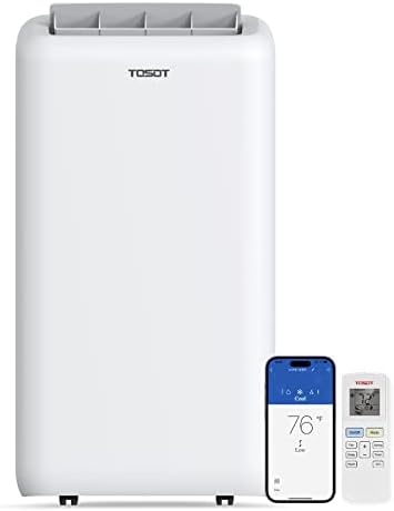 TOSOT 14,000BTU (9,600 BTU SACC) Smart WiFi Portable Air Conditioner with Heater, Powerful Cooling Auto Swing, Dehumidifier, Fan, 24H Timer for Large Room Up to 600 sq ft, AOMI Series