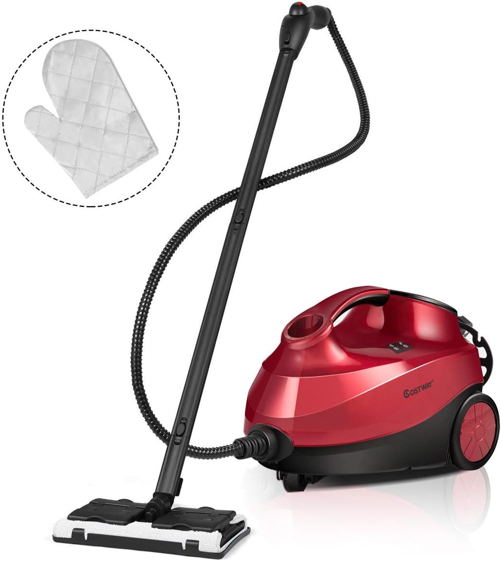 Moccha 2000W Steam Cleaner w/ 19 Accessories, 2000 W Household Steamer w/ 1.5L Tank for Chemical-Free Cleaning, Heavy Duty Household Cleaning Machine for Floors, Windows, Cars (Red)