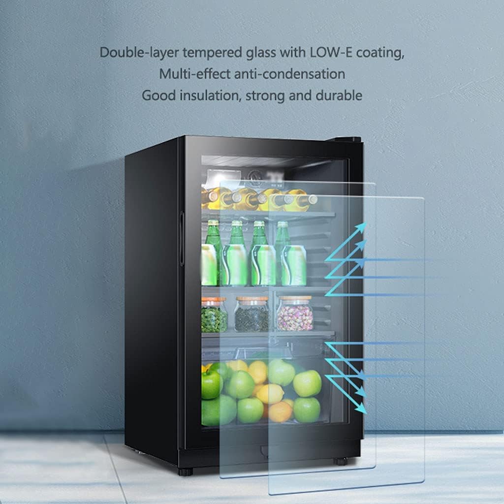 Freestanding Mechanically Controlled Ice Bar/Wine Cabinet,100L Dual Zone Wine Cooler, 0°C~15°C Seven-Level Temperature Adjustment Wine and Beverage Refrigerator,Black