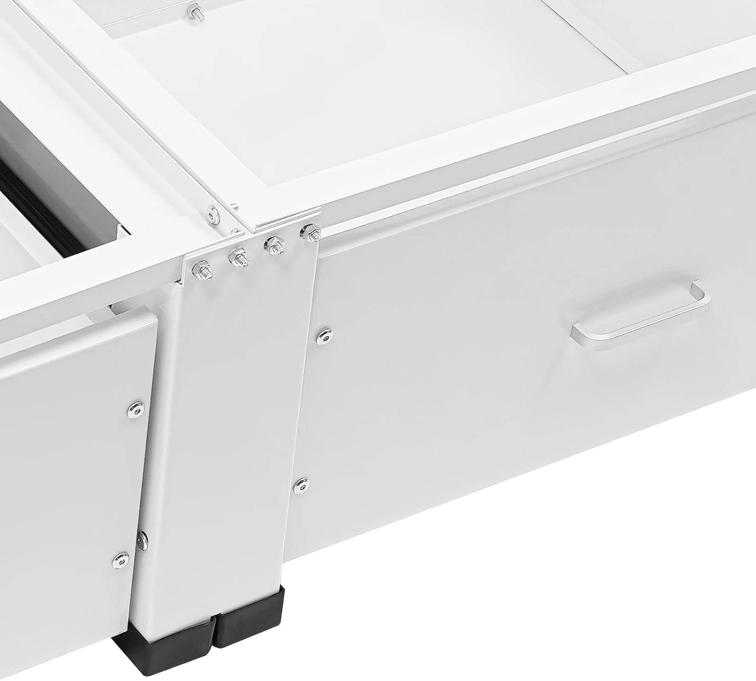 46'' 2 Pack Washer Dryer Pedestal with Drawer, Laundry Pedestals for Washer and Dryer Stand, Appliance Elevation Base, Heavy Duty Steel Appliance Stand, 440lbs Capacity 21'' Height White