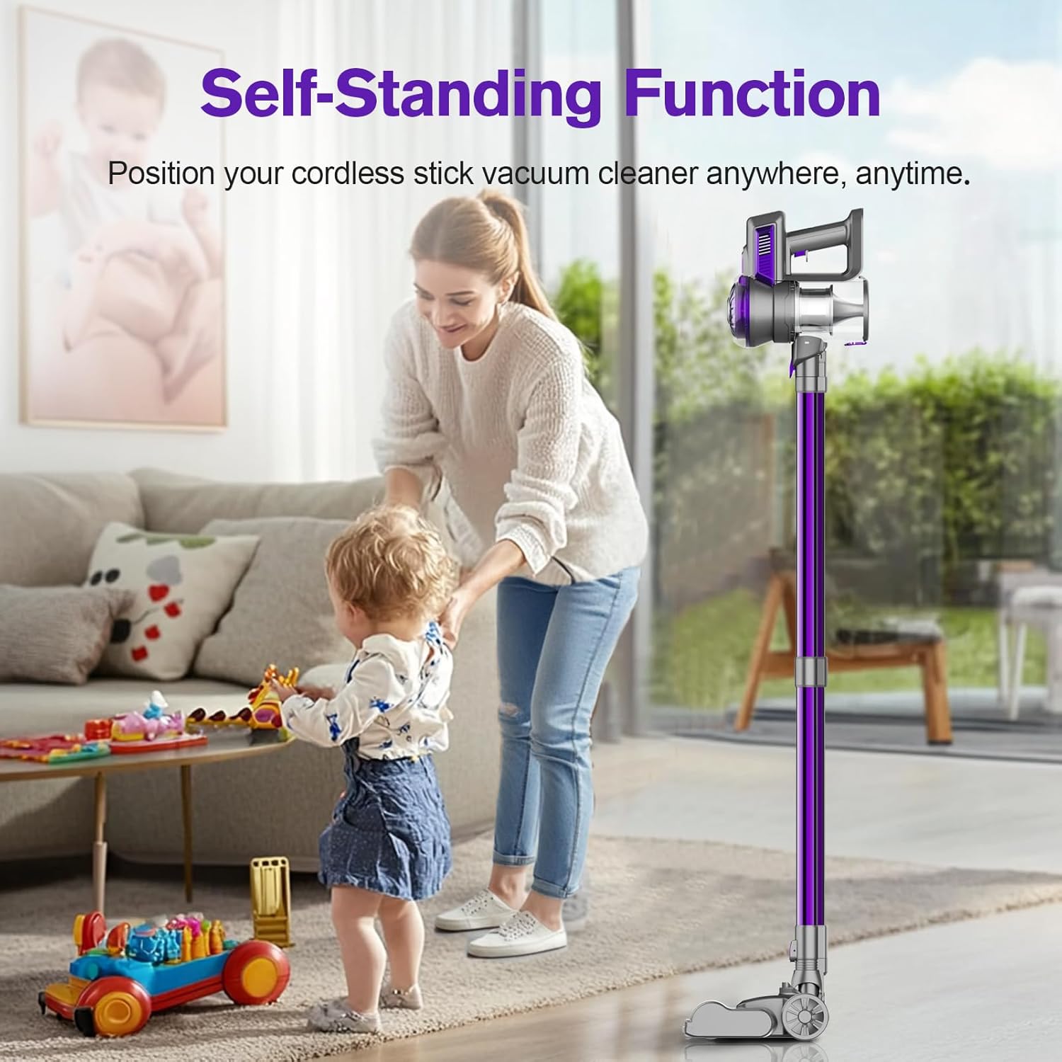 Cordless Vacuum Cleaner, Lightweight 2-in-1 Stick & Handheld Vacuum for Apartment, Pet Hair & Car Cleaning, S1